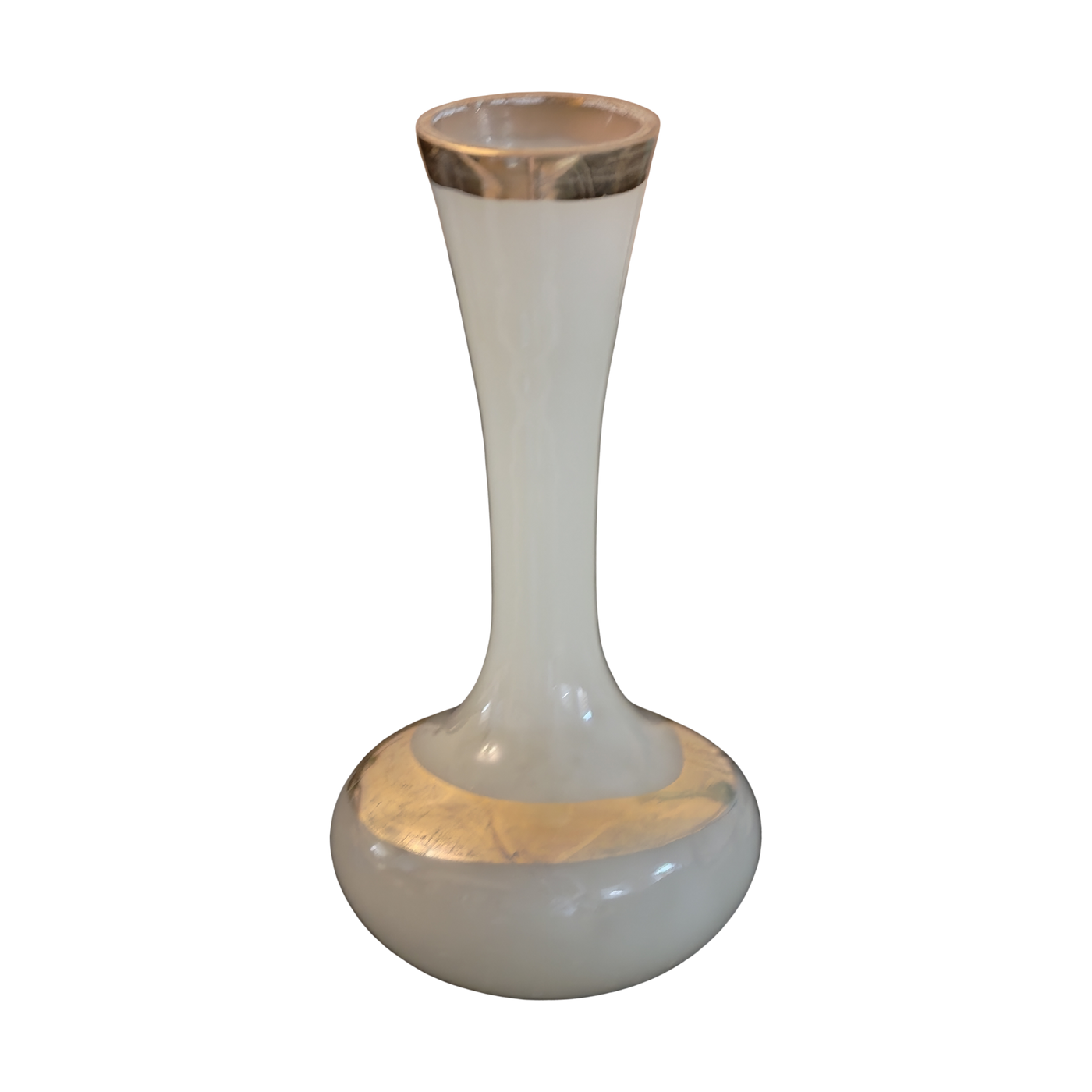 #8707 - vase white and gold Opaline