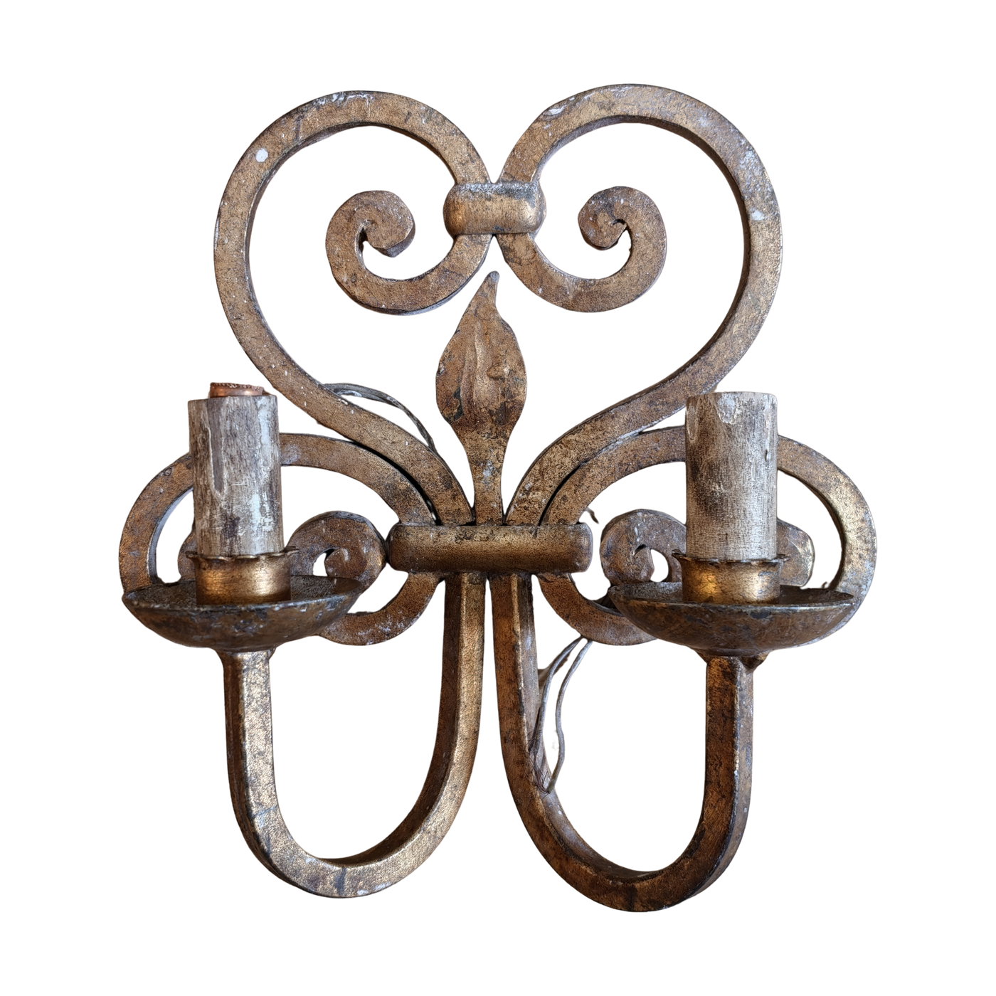 #8757 - sconces iron gold pair