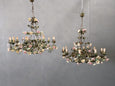 #8307-NUGG - Pair of Iron Chandeliers w/ Porcelain Flowers