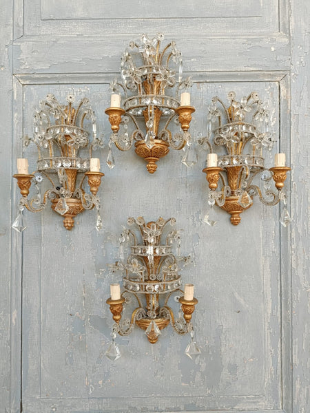 #8449-SUGG - Set of 4 Crystal Sconces