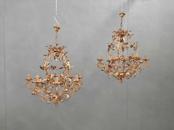 #8450-RCGG - Pair of Iron Chandeliers