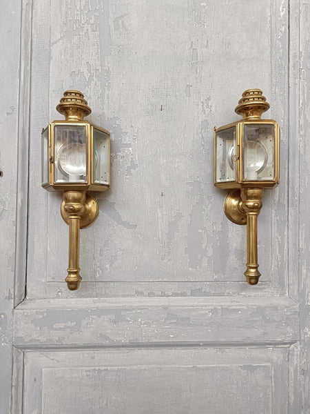 #8524-UAGG - Pair of Brass Lantern Sconces