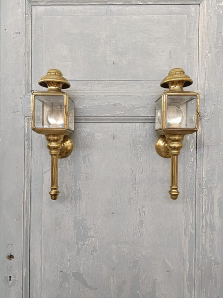 #8525-UAGG - Pair of Brass Lantern Sconces
