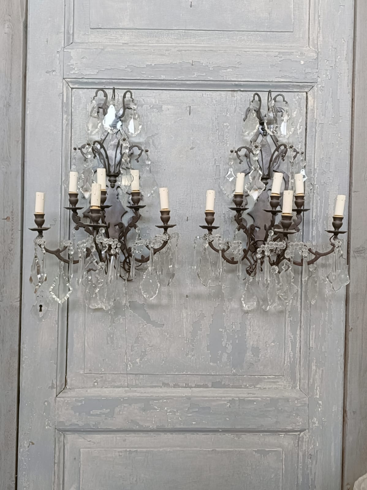 #8570-UCGG - Pair of Crystal Sconces