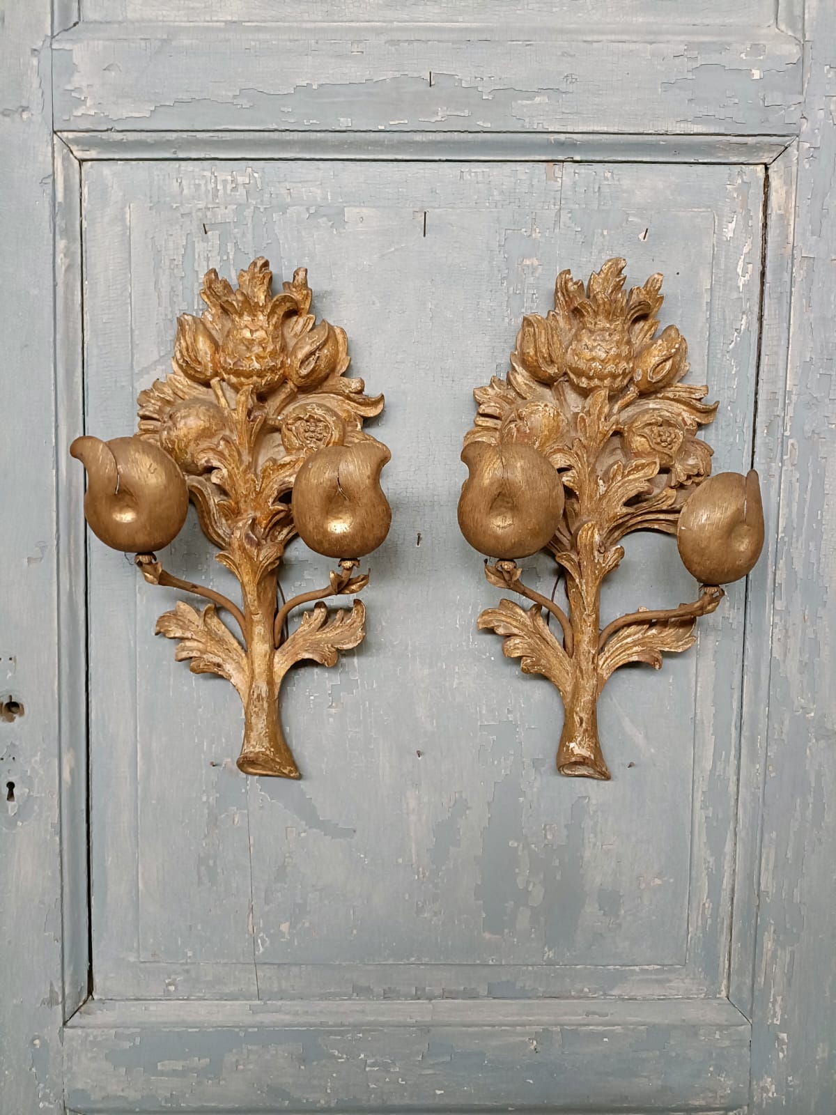 #8576-PHUG - Pair of Wood Sconces