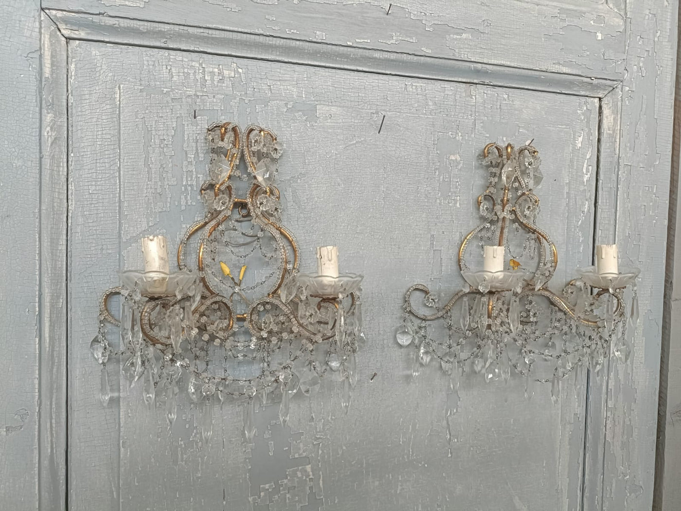#8578-PHUG - Pair of Crystal Sconces