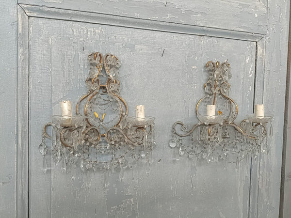 #8578-PHUG - Pair of Crystal Sconces