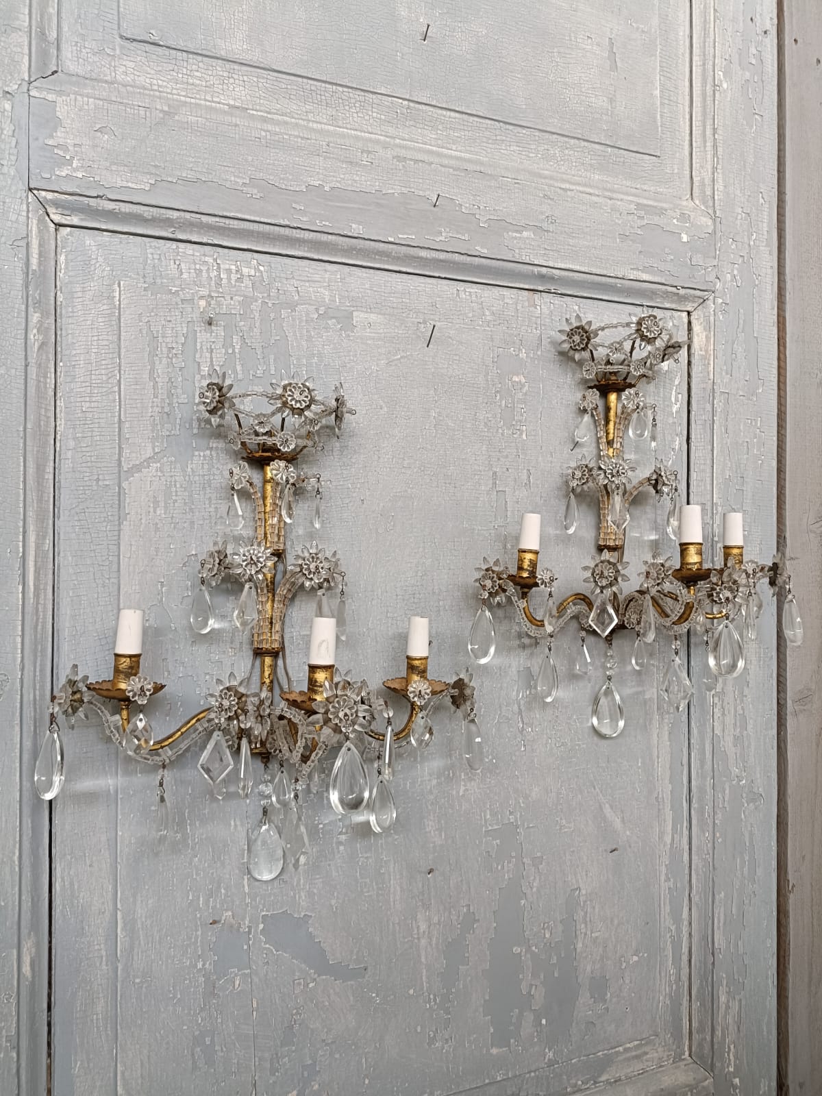 #8596-RIGG - Pair of Crystal Sconces