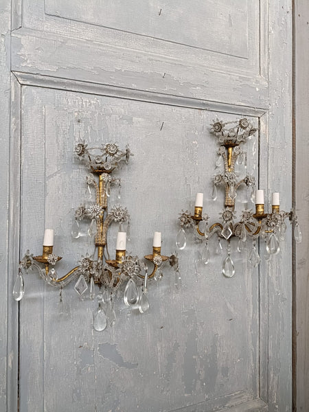 #8596-RIGG - Pair of Crystal Sconces