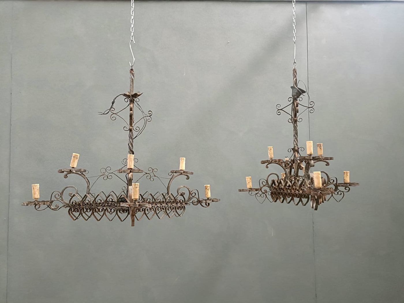#8673-PAGG - Pair of Iron Chandeliers