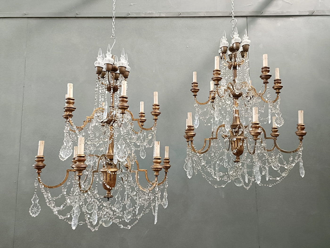 #8676-PUGGG - Pair of Crystal Chandeliers