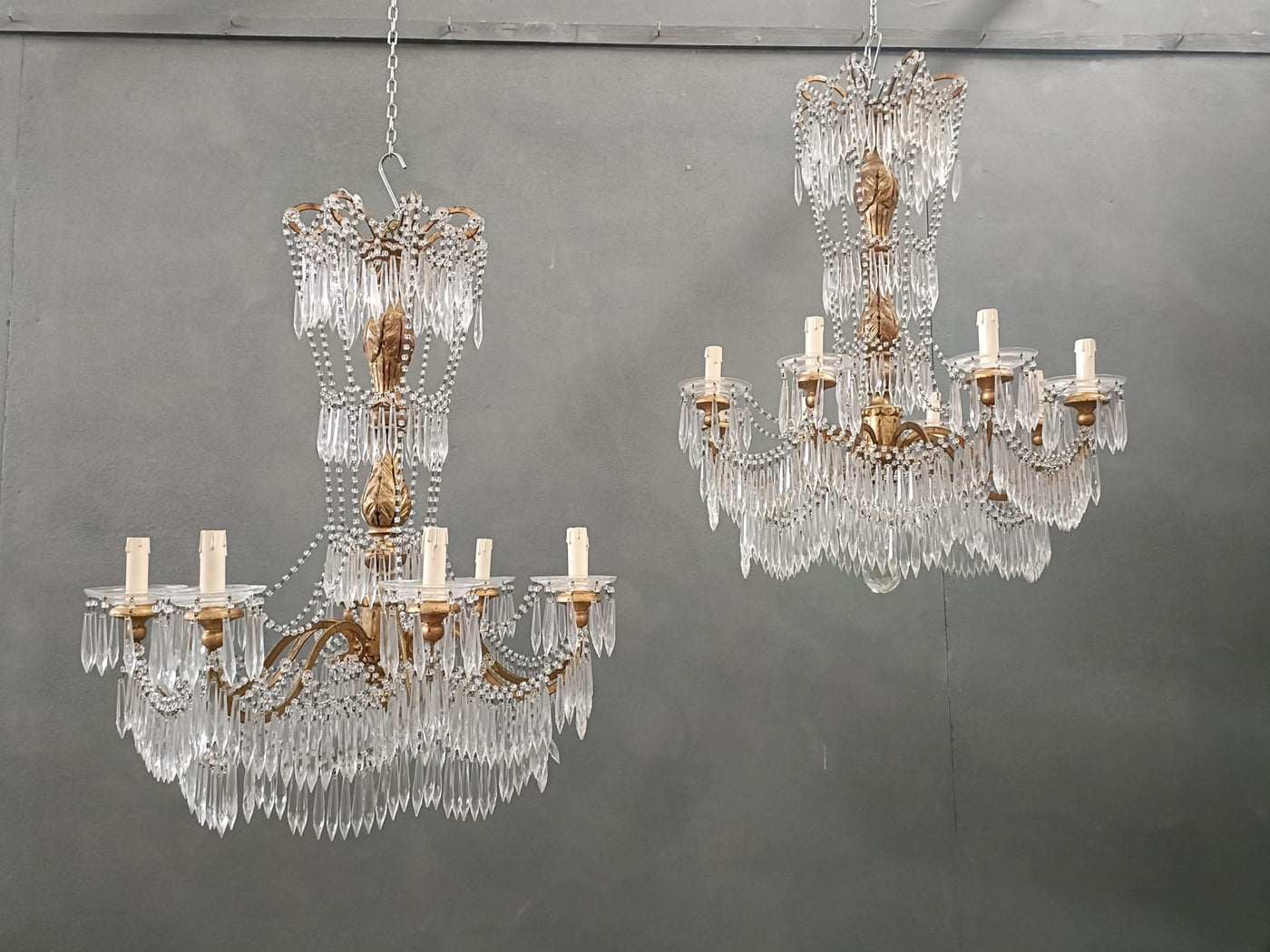 #8677-PPUGG - Pair of Crystal Chandeliers