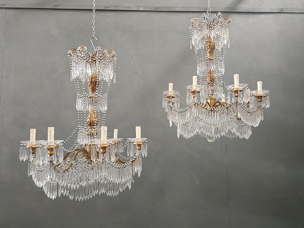#8677-PPUGG - Pair of Crystal Chandeliers