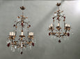 #8678-SUGG - Pair of Iron & Crystal Chandeliers