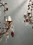#8678-SUGG - Pair of Iron & Crystal Chandeliers