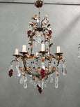 #8678-SUGG - Pair of Iron & Crystal Chandeliers