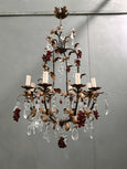 #8678-SUGG - Pair of Iron & Crystal Chandeliers