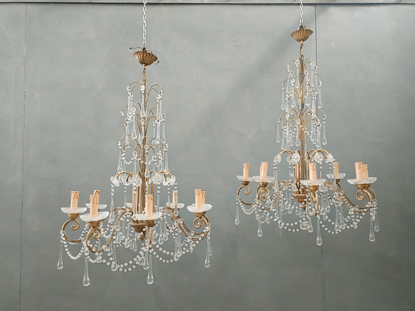 #8684-SUGG - Pair of Crystal Chandeliers