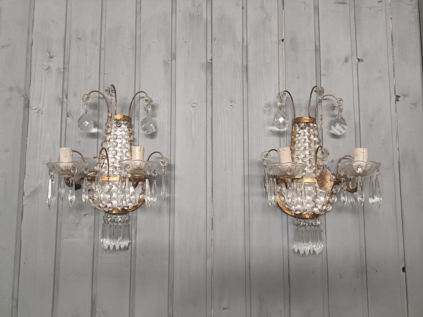 #8686-PNUG - Pair of Crystal Sconces
