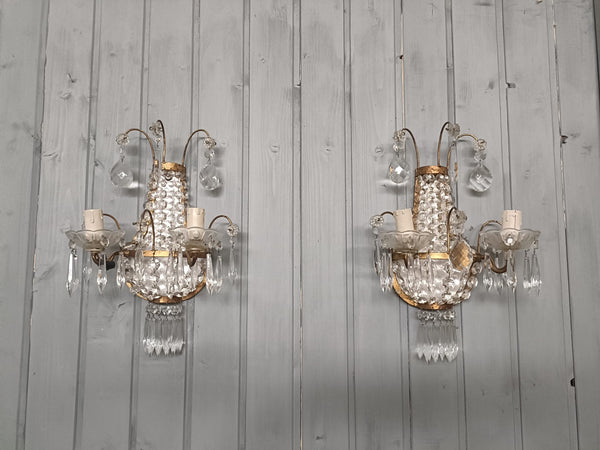 #8686-PNUG - Pair of Crystal Sconces