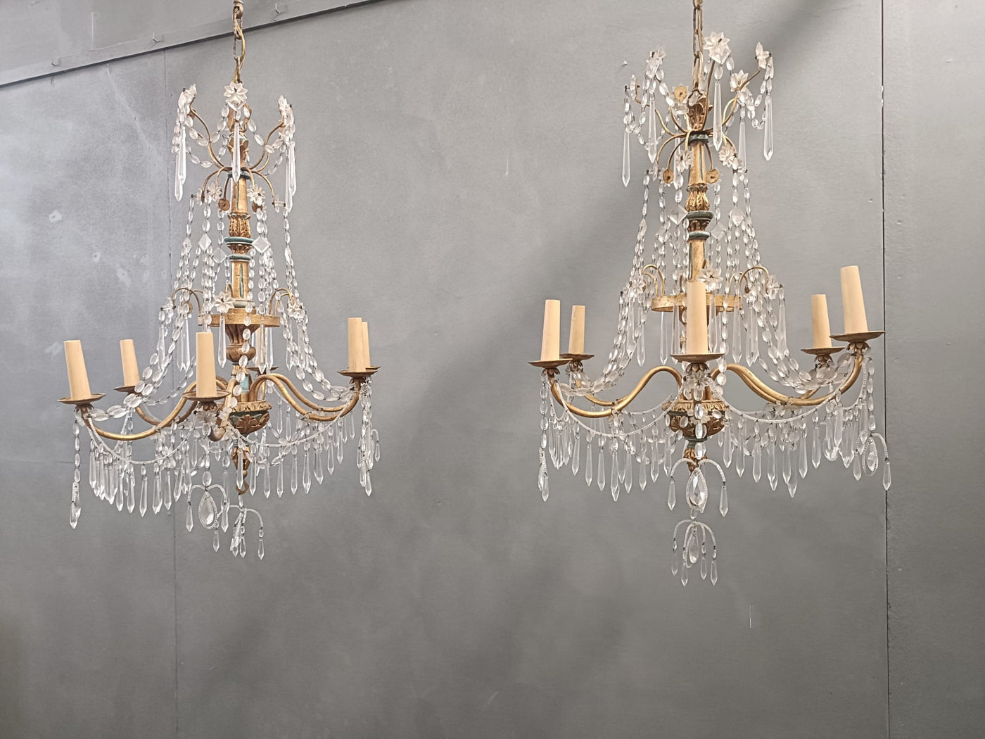 #8691-SUGG - Pair of Crystal Chandeliers