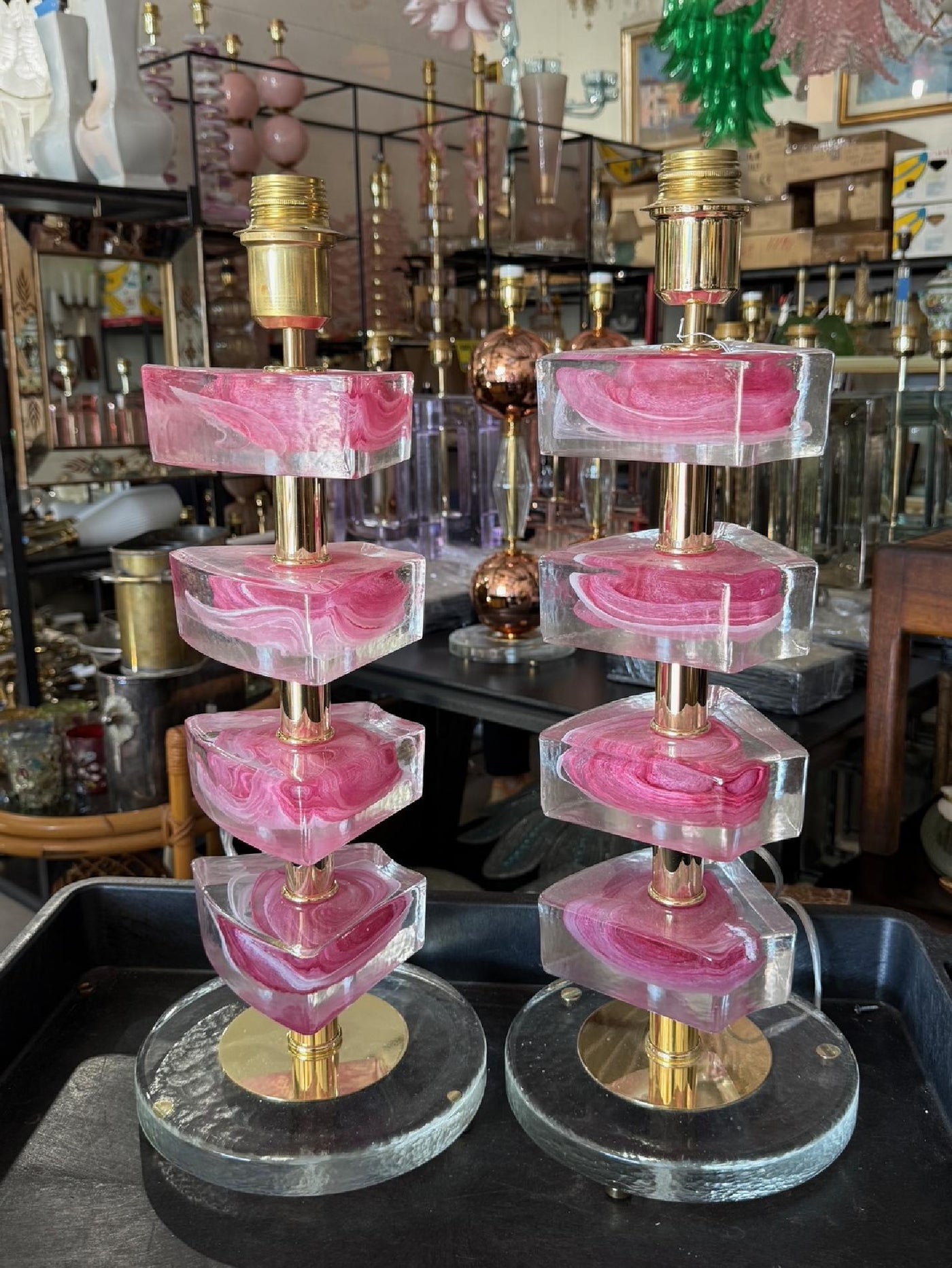 #8812-PINH - Pair of Murano Lamps