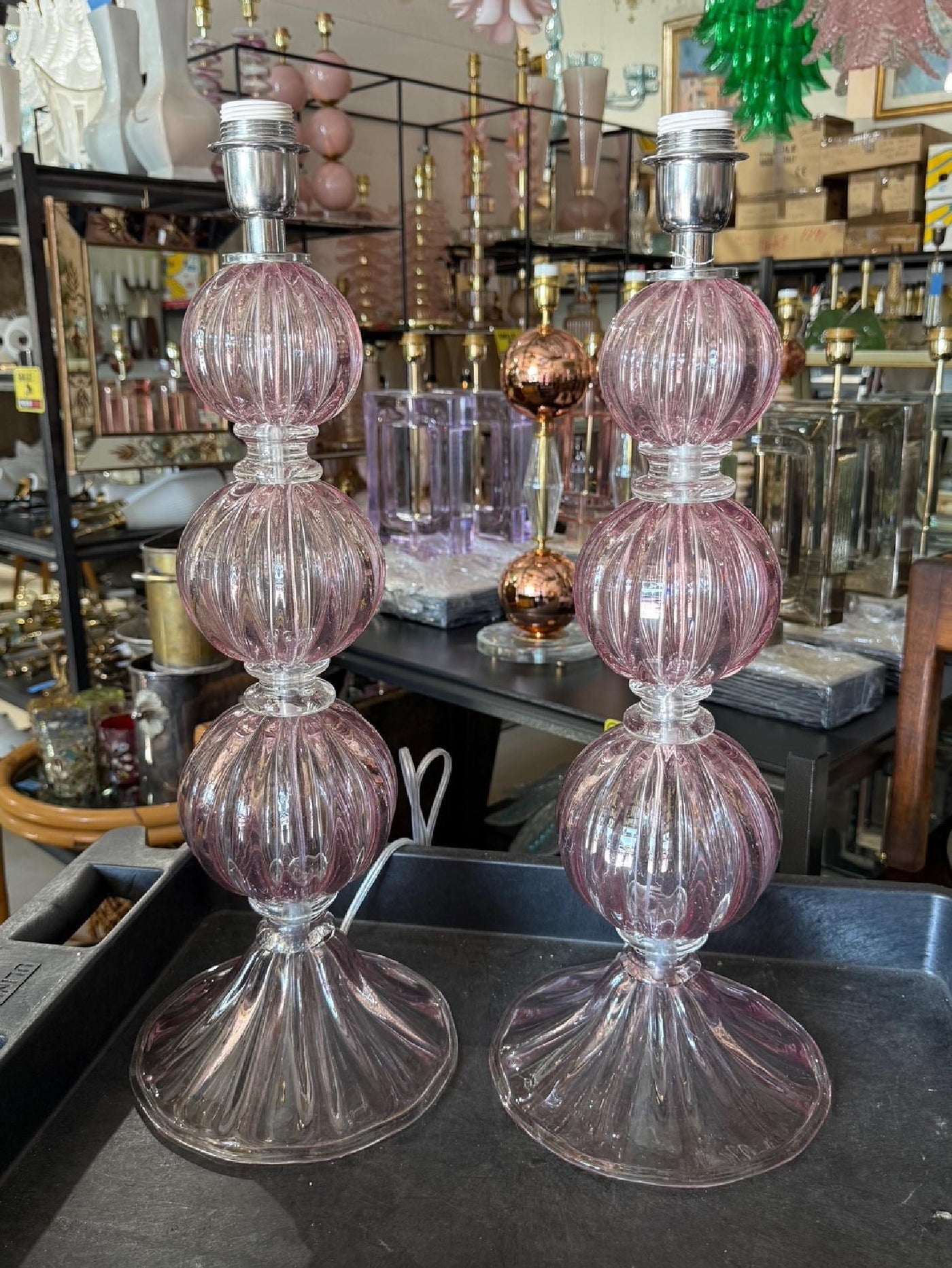 #8813-PINH - Pair of Murano Lamps