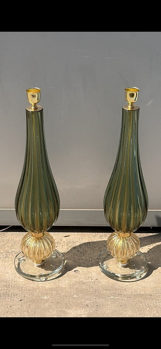 #7879-RUGG - Pair of Murano Lamps