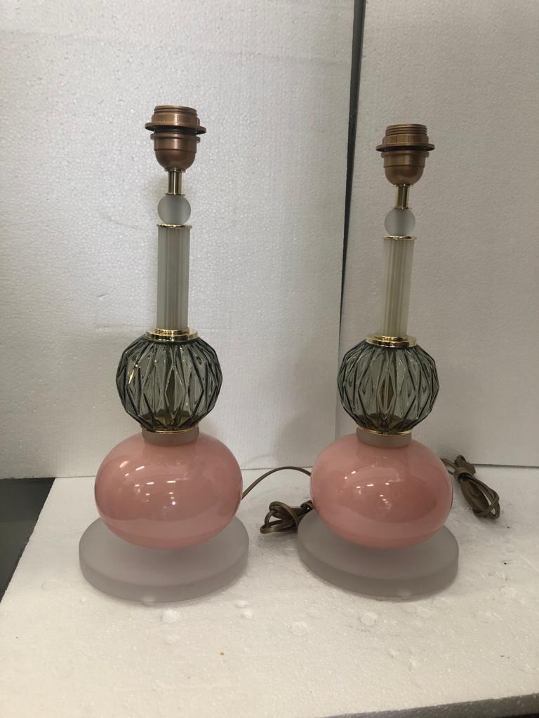 #7083-IIG - Pair of Murano Lamps