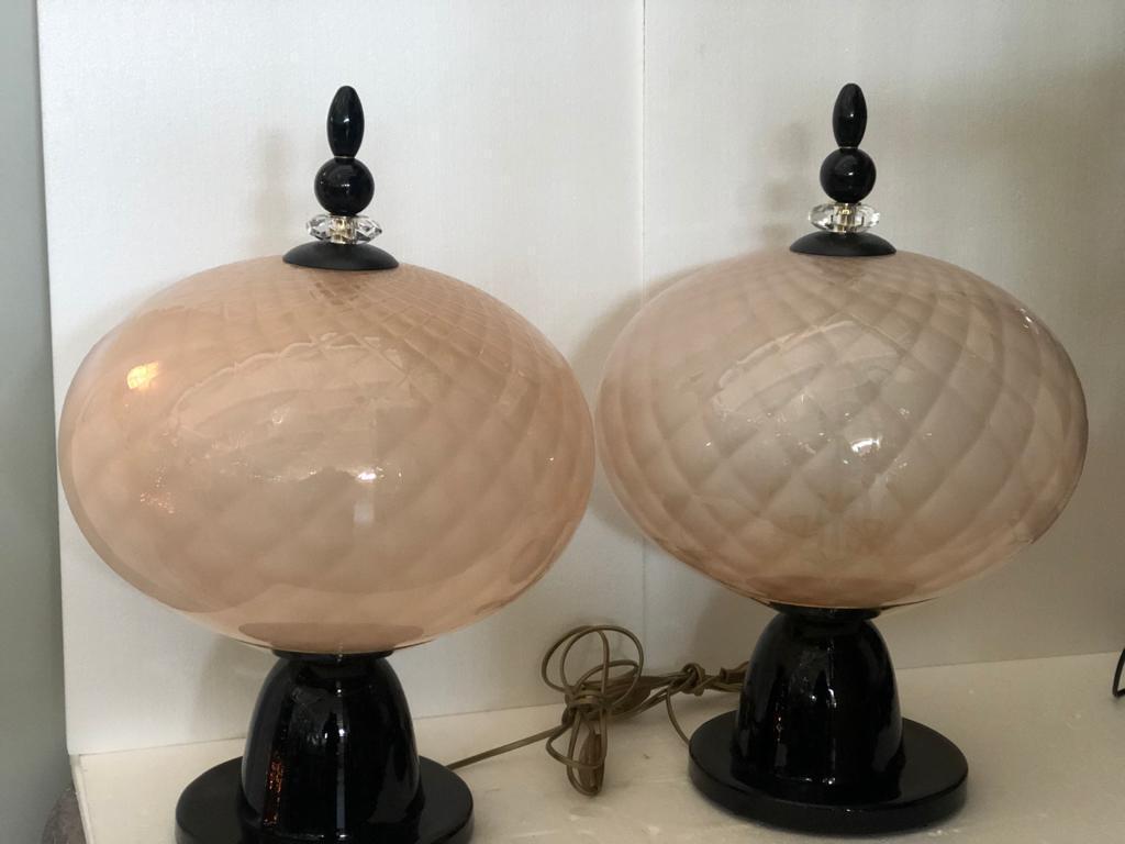 #7084-UIGG - Pair of Murano Lamps