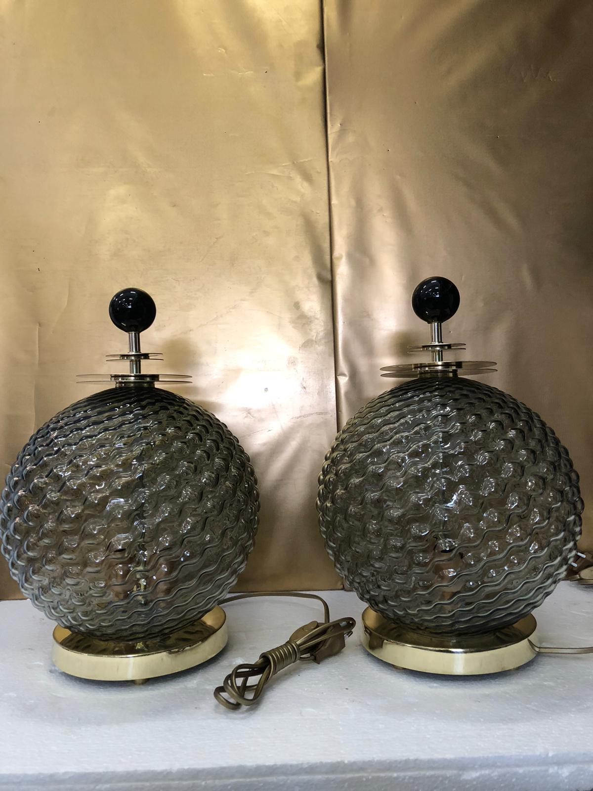 #7096-UUGG - Pair of Murano Lamps w/ Light Inside