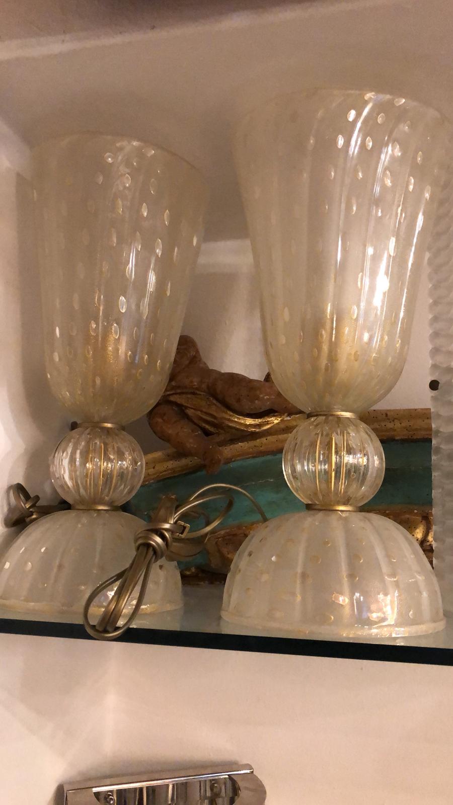 #7108-UCGG - Pair of Murano Lamps