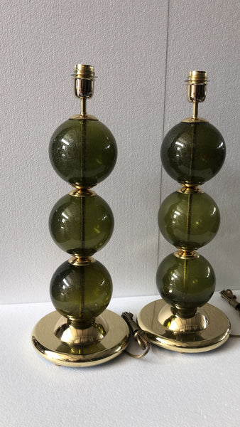 #7167-UIGG - Pair of Murano Lamps