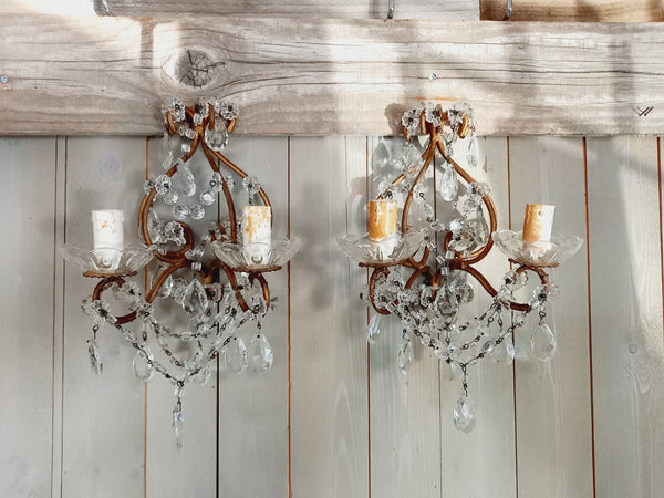 #7282-PGGG - Pair of Crystal Sconces