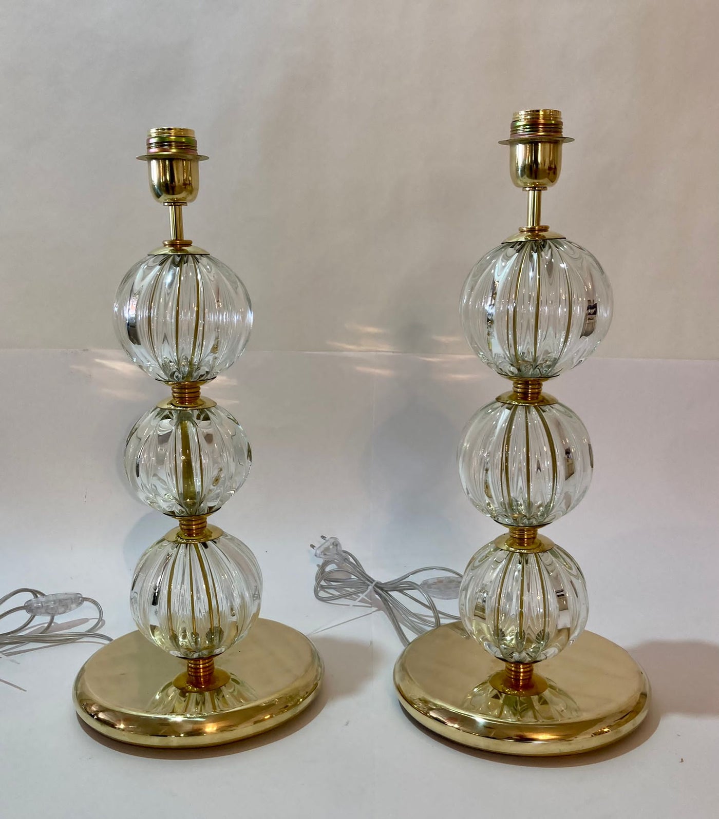 #7338-PUGG - Pair of Murano Lamps