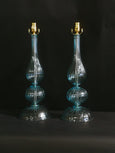 #7385-PANH - Pair of Murano Light Blue Round Base Lamps