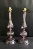 #7390-PANH - Pair of Murano Amethyst Round Base Lamps