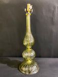 #7395-PANH - Pair of Murano Olive Green Round Base Lamps
