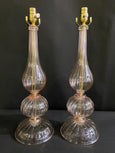 #7397-PANH - Pair of Murano Pink Round Base Lamps