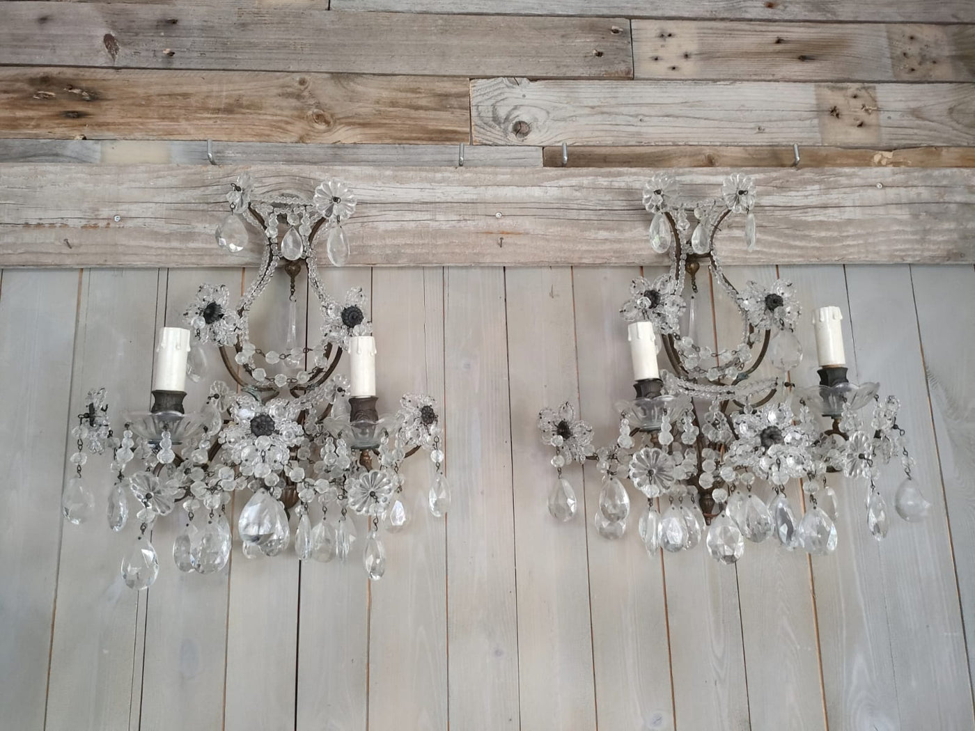 #7559-UUGG - Pair of Crystal Sconces