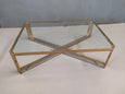 #7645-PAGG - Glass Top, Brass & Chrome Coffee Table
