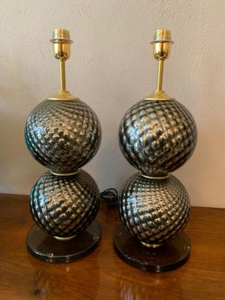 #5104-UAGG - Pair of Murano Lamps
