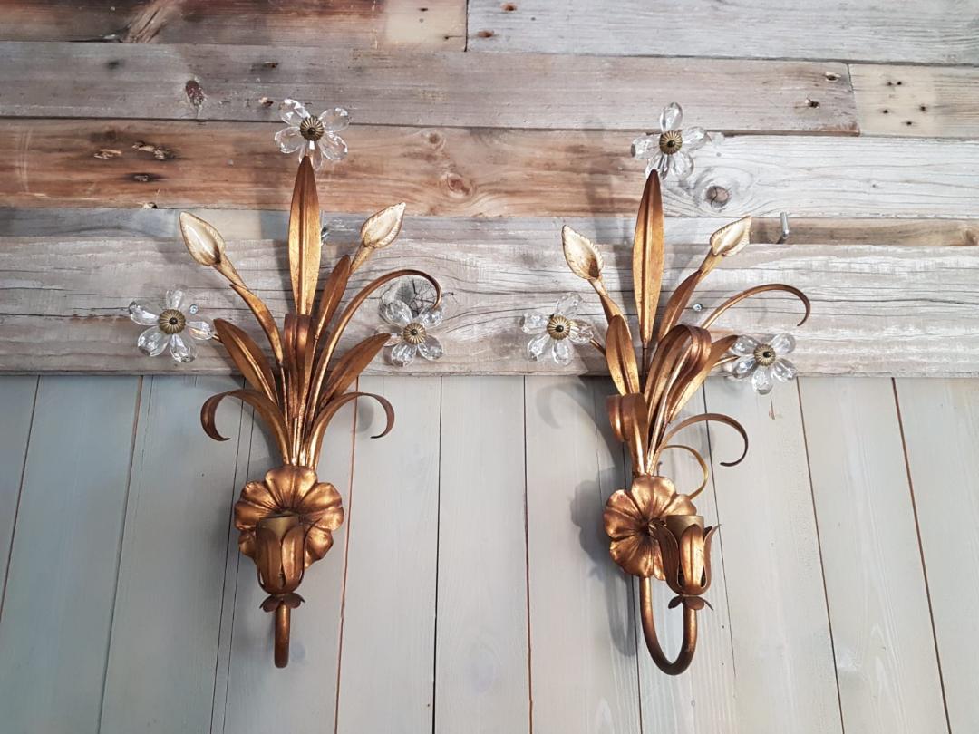 #5565-PGGG - Pair of Iron & Glass Sconces