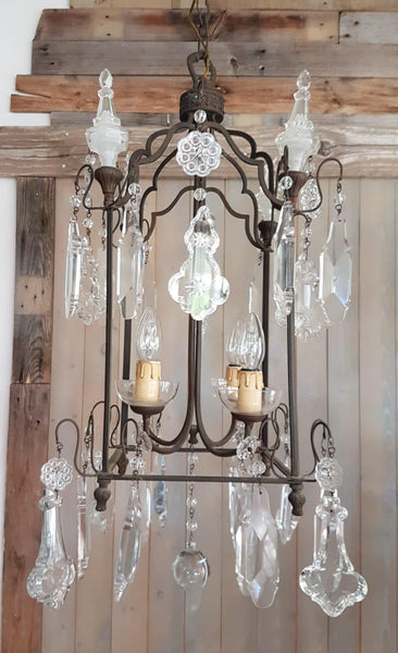 #5571-PAGG - Iron & Crystal Chandelier