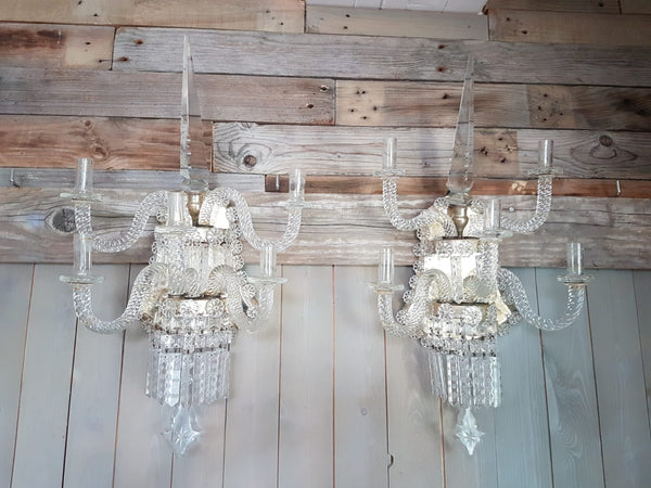 #6242-AGGG - Pair of Crystal Sconces