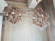 #6772-UIGG - Pair of Iron & Crystal Chandeliers