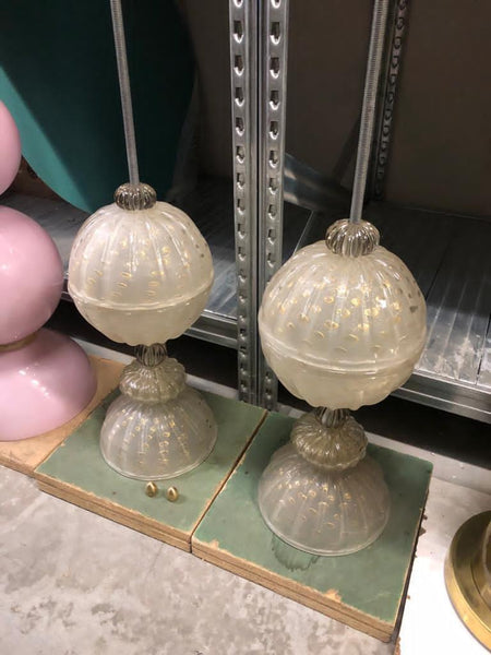 #6895-UIGG - Pair of Murano Lamps (Lights Inside Globes)
