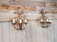 #6934-PAGG - Pair of Iron & Crystal Sconces